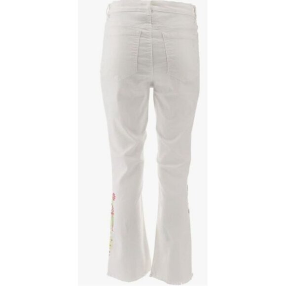 Diane Gilman Neon Embroidered Kick Flare Crop Jean 697-735 Ivory 16W - Picture 3 of 4